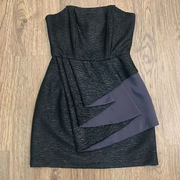 BCBGeneration Black Strapless Draped Front Dress - Picture 4 of 6